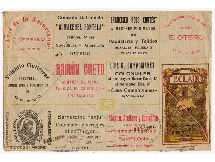 POSTAL STATIONARY: 1926, Alfons XIII. 15 C. private-postal stationery cover with commercial in front and reverse tied by "GIJ