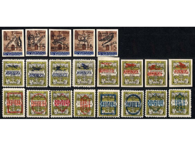 BARCELONA: 1931, 5c., 21 values with overprint, unused, fine (Edifil-no. NE 1-21)