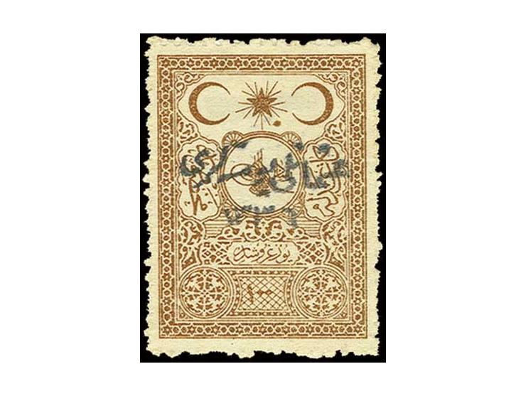 Notary taxstamp with overprint, 100 pia. brown, unused without gum, fine, certificate Vachat BPP