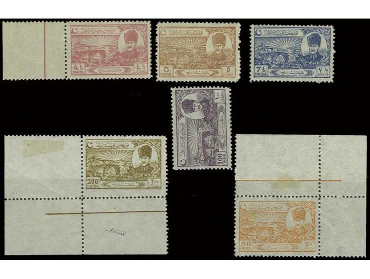 1924, Peace of Lausanne, 4½-200 p. unhinged mint, 50 and 200 pia from upper right respectively lower left corner, fine