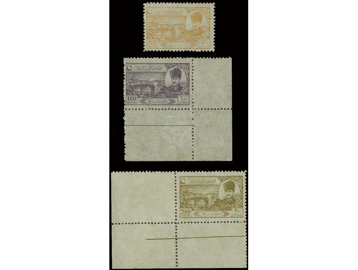 ditto, 50-100 p, unhinged mint, 100 and 200 pia from lower right respectively lower left corner,  fine, certificate Engler