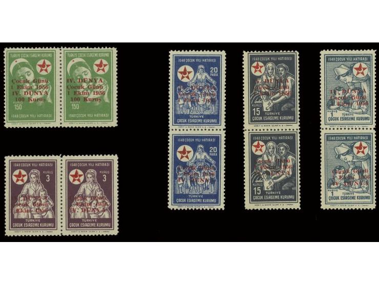 1956, Child-support, 20 pa. and 1-15 k. and 100 on 150 k. in vertical respectively horizontal pairs containing one stamp with