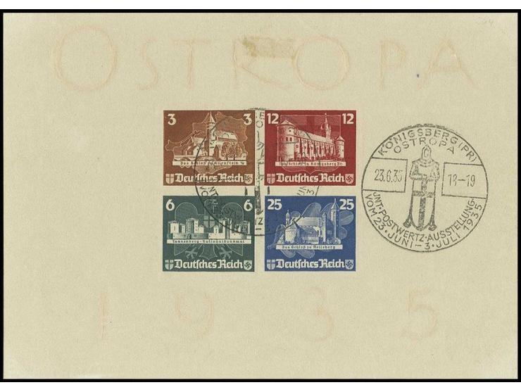 1935, OSTROPA-Block ungezähnt mit entsprechendem Sonderstempel vom 23.6.1935; oben leichter Schonfalzfleck und teils kleine D