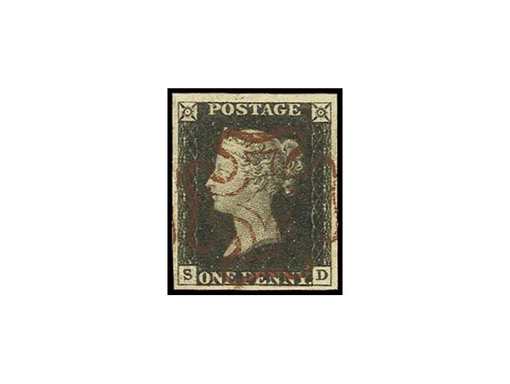 1 d. intense black, plate 1a, SD, good to wide margins all round,  clear red MC, extremely fine, signed Pröschold BPP
