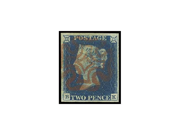 2 d. deep blue, plate 1, BK, wide margins all round with  clear red MC, extremely fine, signed Pröschold BPP and certificate 