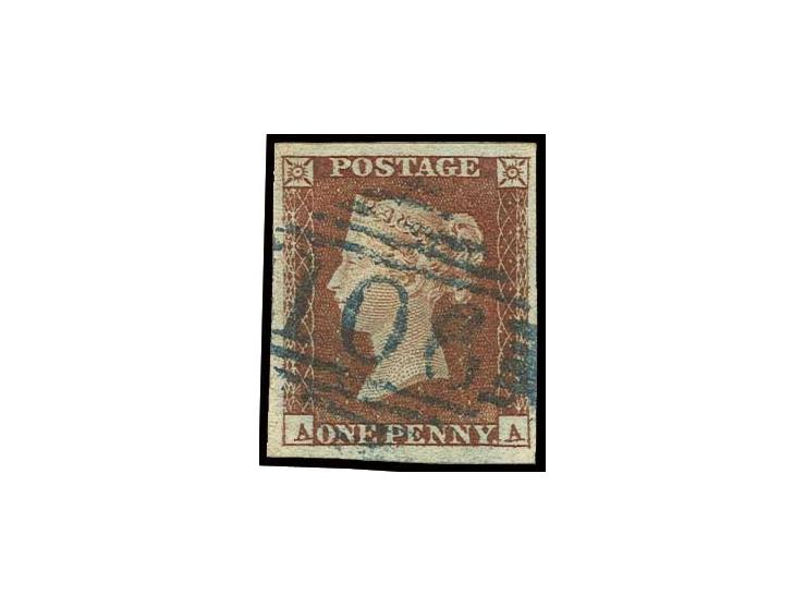 1 d. red-brown, AA, wide margins all round with clear blue "106" "CASHEL" (IRELAND), very fine, opinion Louis BPP