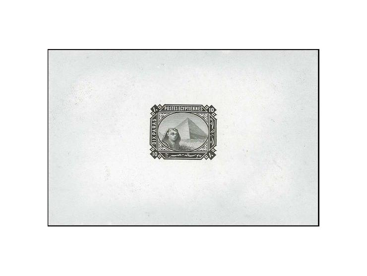 Die Proof for completed 10 paras value in black on white glazed card, fresh and very fine (Nile Post = $ 400).