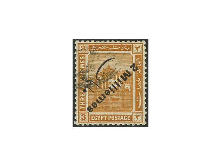 2 m on 3 m. orange yellow, used example showing variety overprint inverted. A scarce stamp. Signed Ela. Certificate Hass (Mi.