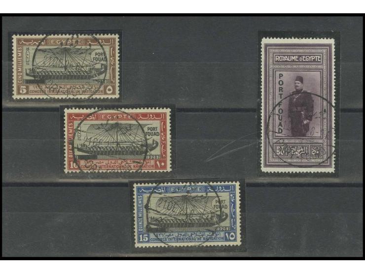 5 m. - 50 pia., all very fine used with First Day of Issue datestamps (21 Dec) of Port Fouad. A fresh and very fine set, top 