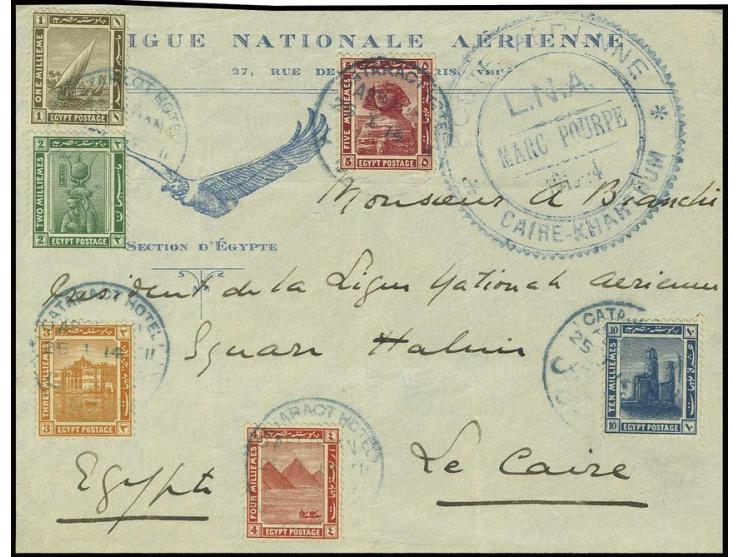Marc Pourpe Experimental Flight from Cairo to Khartoum. 1914: Cover addressed in Marc Pourpe´s handwriting to A. Bianchi, Pre