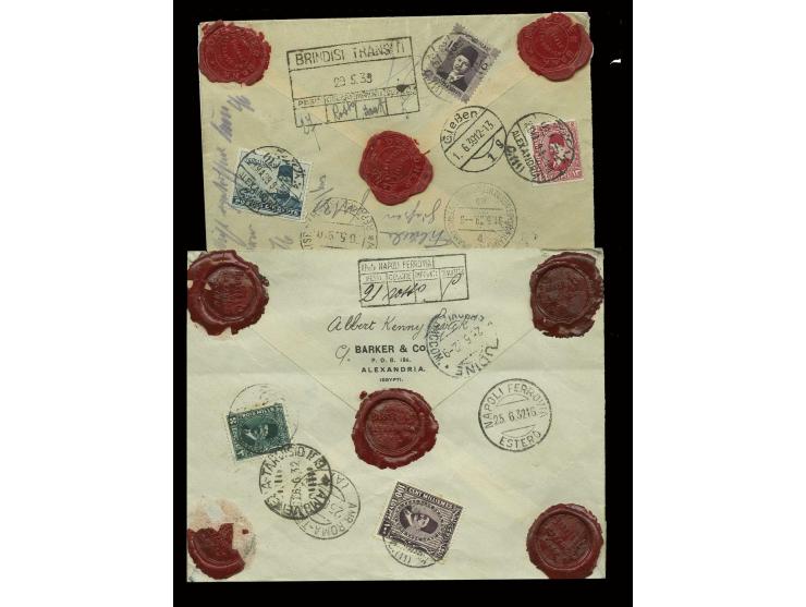 1932, "V17 / Alexandrie", pink label on value declared sealed envelope with adjacent boxed "Insured / Assuré" to Austria and 
