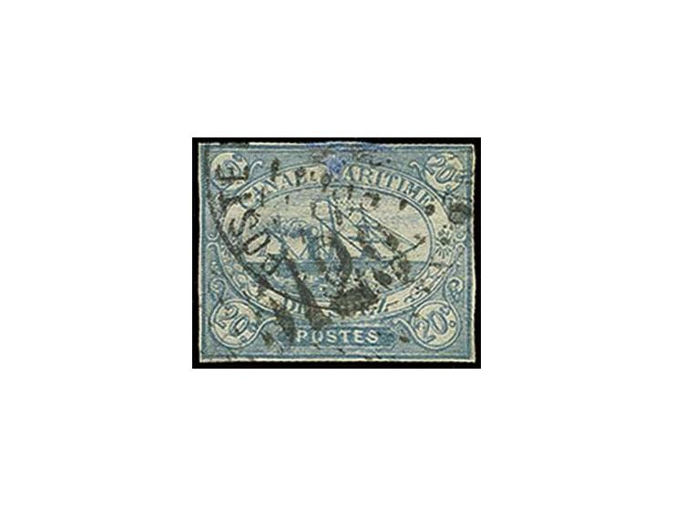 20 c. blue, a repaired and thinned example with close margins, cancelled by "5129" gros chiffres of Port said and part "Poste