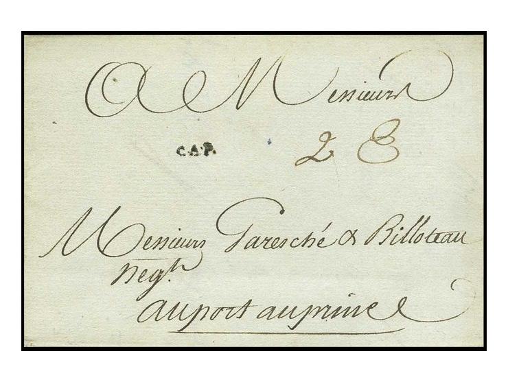 "CAP", clearstraight-line on entire letter to Port-au-Prince