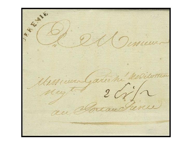  "JEREMIE", bowed straight-line, clear on on entire letter to Port-au-Prince, very fine and rare