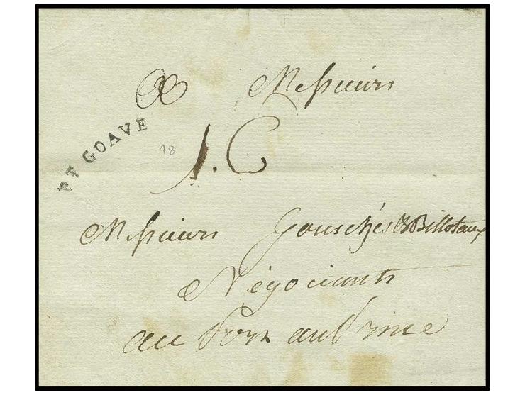 "PT GOAVE", bowed straight-line on entire letter to Port-au-Prince; horizontal filing crease through the cancel, still fine