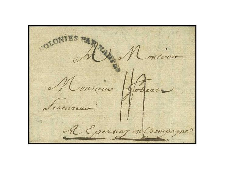 1792, entire letter from Port-au-Prince to France, showing on front clear bowed  "COLONIES PAR NANTES", very fine