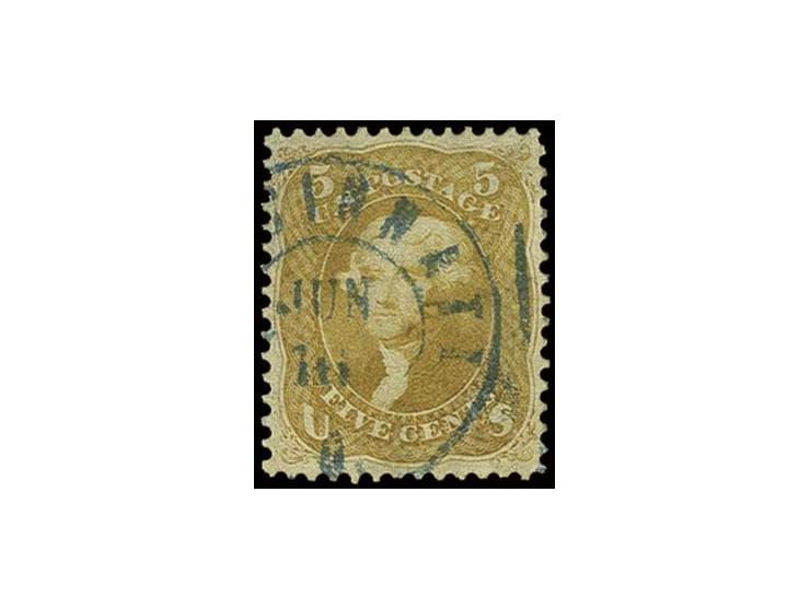 1861, 5 c. buff, used with blue c.d.s, very fine and rare, certificate PSE "Grade: XF 90"