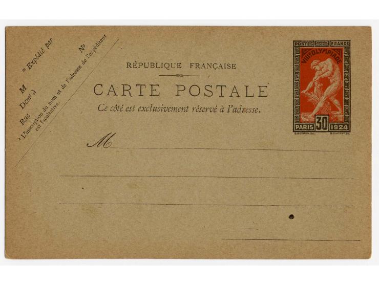 Sonderganzsachenkarte 30 C. ungebraucht und gebraucht, letztere mit Stempel "PARIS PL. DE VAUGIRARD" nach Rio de Janiero gela