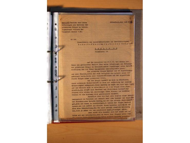 1936, BERLIN: Interessante Dokumentation eines Teilnehmers des Internationalen Jugendzeltlager während der Olympischen Spiele