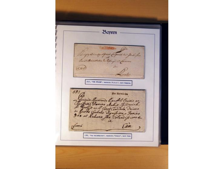 1569/1840 (ca.), fünfbändige postgeschichtliche Sammlung mit vielen seltenen Belegen, dabei gute 'adelige' Stempel wie z. B. 