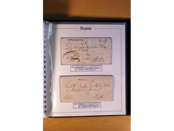 1569/1840 (ca.), fünfbändige postgeschichtliche Sammlung mit vielen seltenen Belegen, dabei gute 'adelige' Stempel wie z. B. 