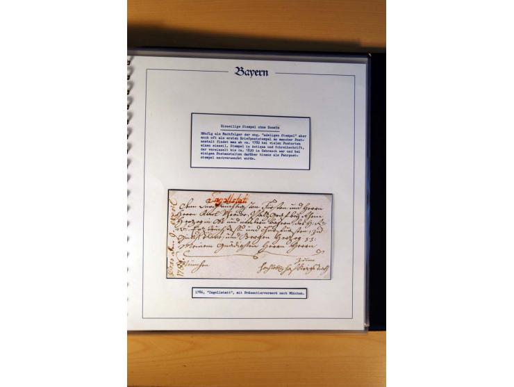 1569/1840 (ca.), fünfbändige postgeschichtliche Sammlung mit vielen seltenen Belegen, dabei gute 'adelige' Stempel wie z. B. 