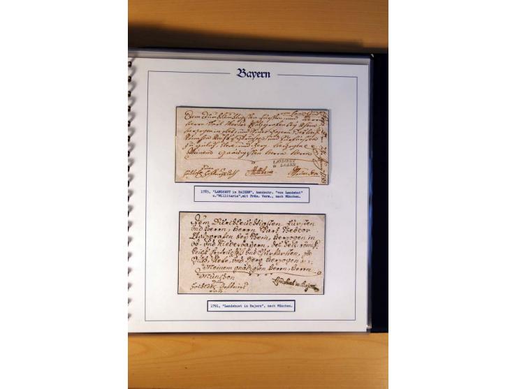 1569/1840 (ca.), fünfbändige postgeschichtliche Sammlung mit vielen seltenen Belegen, dabei gute 'adelige' Stempel wie z. B. 