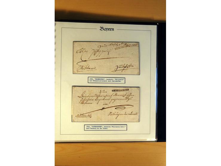 1569/1840 (ca.), fünfbändige postgeschichtliche Sammlung mit vielen seltenen Belegen, dabei gute 'adelige' Stempel wie z. B. 