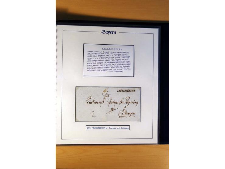 1569/1840 (ca.), fünfbändige postgeschichtliche Sammlung mit vielen seltenen Belegen, dabei gute 'adelige' Stempel wie z. B. 