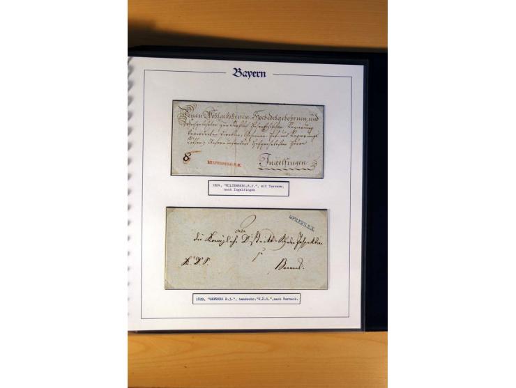 1569/1840 (ca.), fünfbändige postgeschichtliche Sammlung mit vielen seltenen Belegen, dabei gute 'adelige' Stempel wie z. B. 