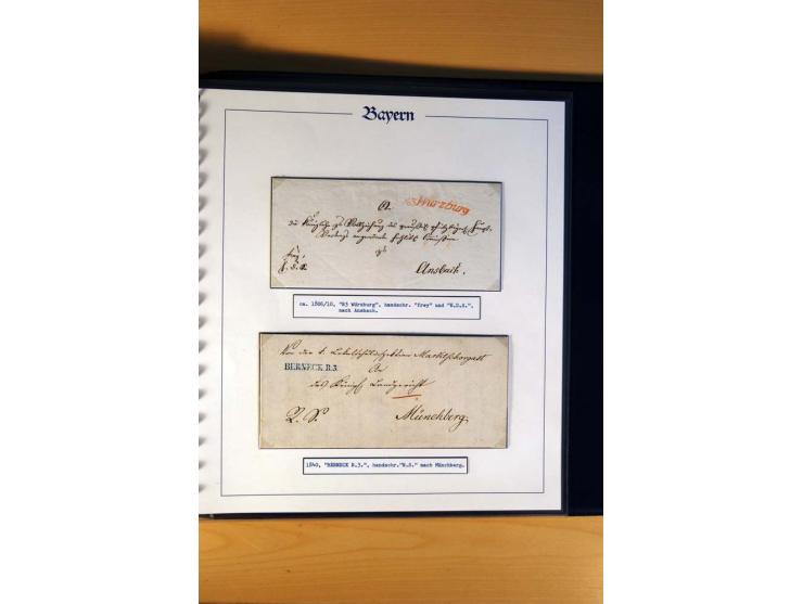 1569/1840 (ca.), fünfbändige postgeschichtliche Sammlung mit vielen seltenen Belegen, dabei gute 'adelige' Stempel wie z. B. 