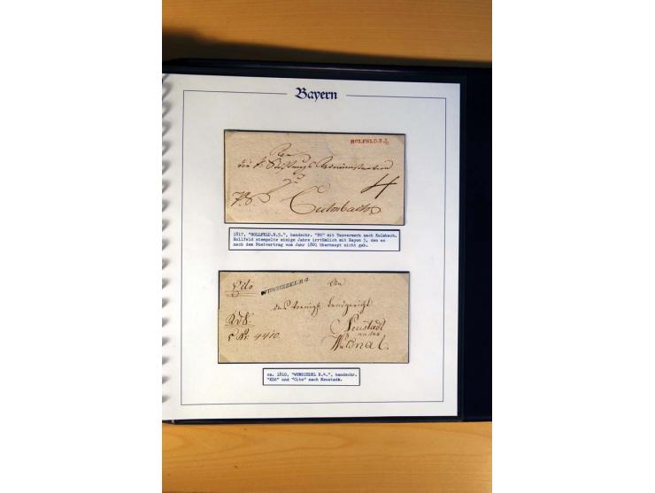 1569/1840 (ca.), fünfbändige postgeschichtliche Sammlung mit vielen seltenen Belegen, dabei gute 'adelige' Stempel wie z. B. 