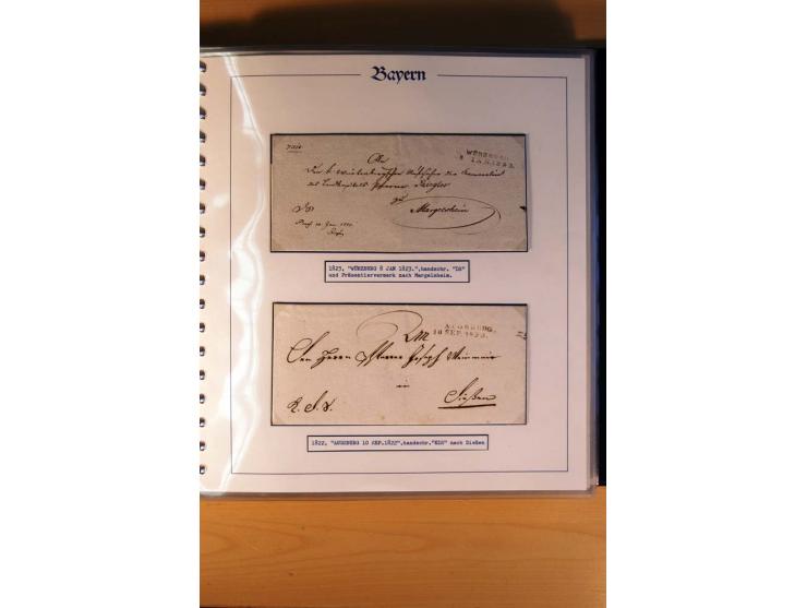 1569/1840 (ca.), fünfbändige postgeschichtliche Sammlung mit vielen seltenen Belegen, dabei gute 'adelige' Stempel wie z. B. 