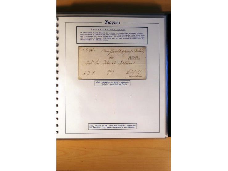 1569/1840 (ca.), fünfbändige postgeschichtliche Sammlung mit vielen seltenen Belegen, dabei gute 'adelige' Stempel wie z. B. 