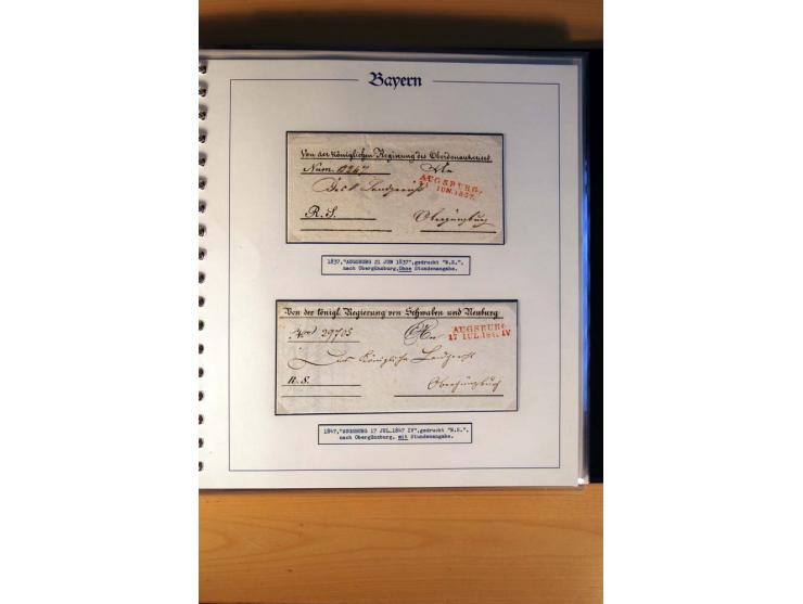 1569/1840 (ca.), fünfbändige postgeschichtliche Sammlung mit vielen seltenen Belegen, dabei gute 'adelige' Stempel wie z. B. 