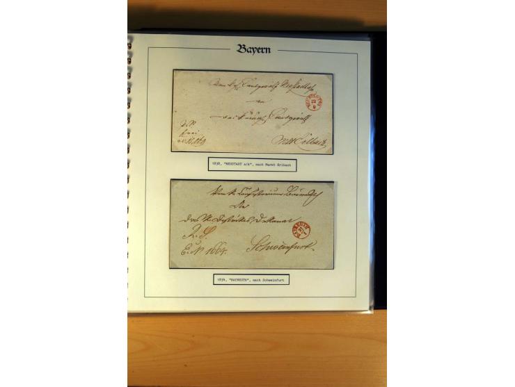 1569/1840 (ca.), fünfbändige postgeschichtliche Sammlung mit vielen seltenen Belegen, dabei gute 'adelige' Stempel wie z. B. 