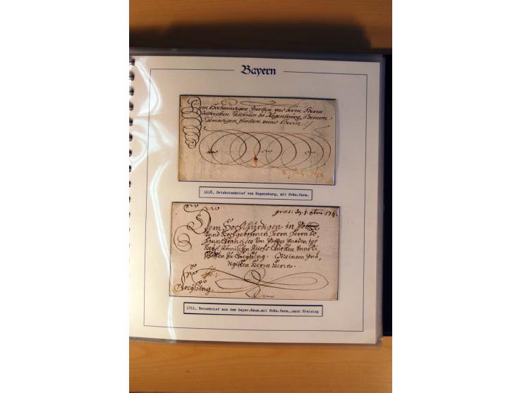 1569/1840 (ca.), fünfbändige postgeschichtliche Sammlung mit vielen seltenen Belegen, dabei gute 'adelige' Stempel wie z. B. 