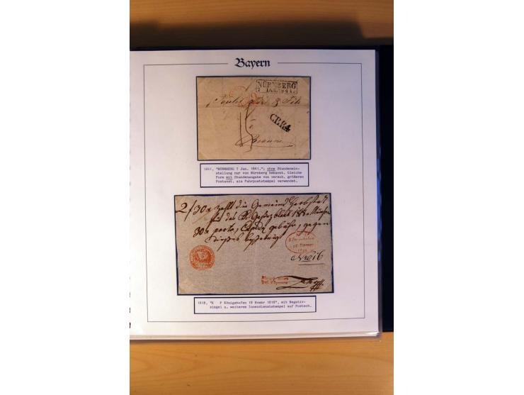 1569/1840 (ca.), fünfbändige postgeschichtliche Sammlung mit vielen seltenen Belegen, dabei gute 'adelige' Stempel wie z. B. 