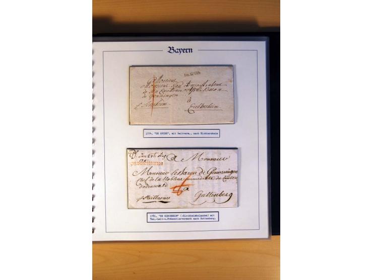 1569/1840 (ca.), fünfbändige postgeschichtliche Sammlung mit vielen seltenen Belegen, dabei gute 'adelige' Stempel wie z. B. 