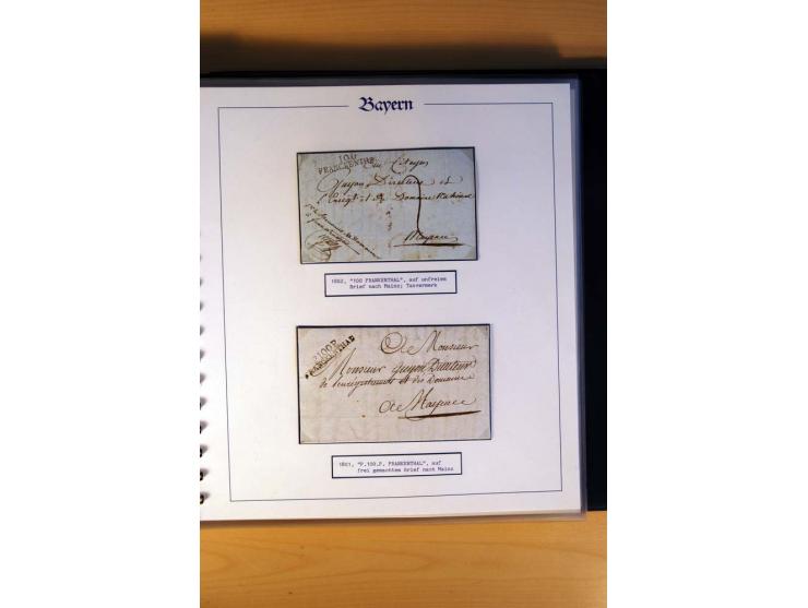 1569/1840 (ca.), fünfbändige postgeschichtliche Sammlung mit vielen seltenen Belegen, dabei gute 'adelige' Stempel wie z. B. 