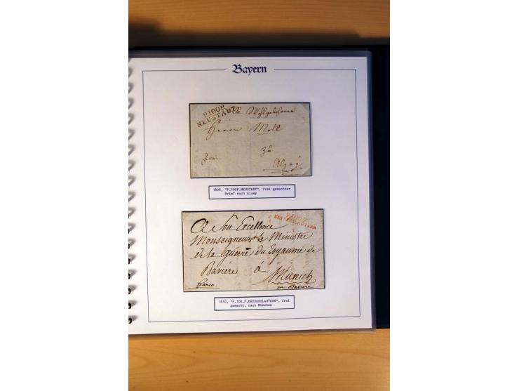 1569/1840 (ca.), fünfbändige postgeschichtliche Sammlung mit vielen seltenen Belegen, dabei gute 'adelige' Stempel wie z. B. 