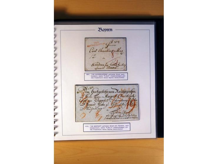 1569/1840 (ca.), fünfbändige postgeschichtliche Sammlung mit vielen seltenen Belegen, dabei gute 'adelige' Stempel wie z. B. 