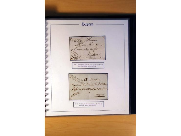1569/1840 (ca.), fünfbändige postgeschichtliche Sammlung mit vielen seltenen Belegen, dabei gute 'adelige' Stempel wie z. B. 