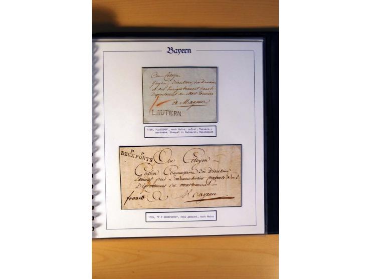 1569/1840 (ca.), fünfbändige postgeschichtliche Sammlung mit vielen seltenen Belegen, dabei gute 'adelige' Stempel wie z. B. 