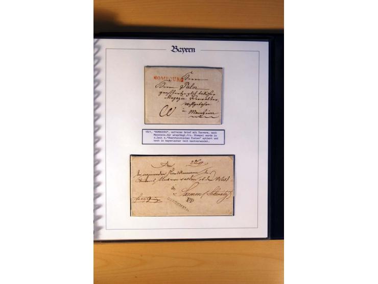 1569/1840 (ca.), fünfbändige postgeschichtliche Sammlung mit vielen seltenen Belegen, dabei gute 'adelige' Stempel wie z. B. 