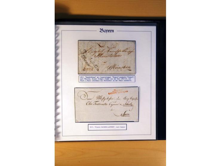 1569/1840 (ca.), fünfbändige postgeschichtliche Sammlung mit vielen seltenen Belegen, dabei gute 'adelige' Stempel wie z. B. 