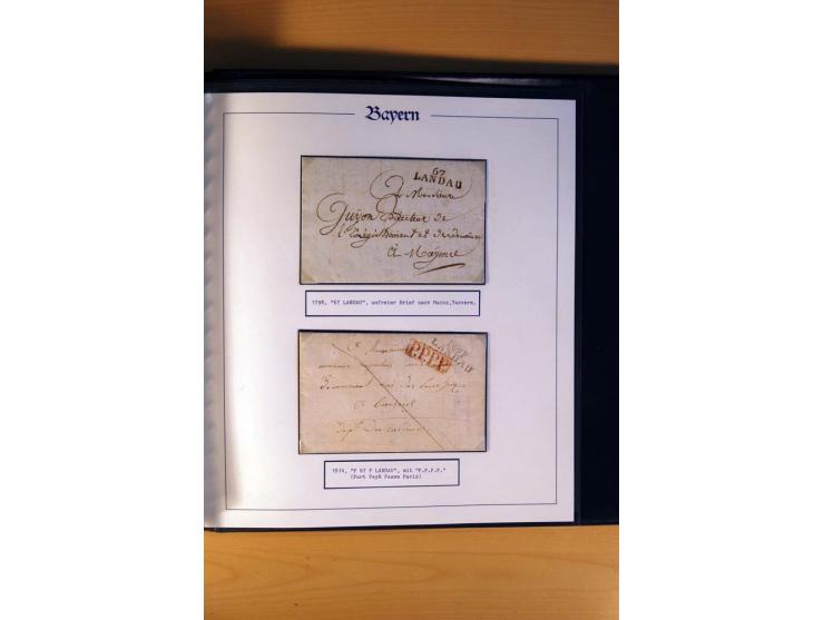 1569/1840 (ca.), fünfbändige postgeschichtliche Sammlung mit vielen seltenen Belegen, dabei gute 'adelige' Stempel wie z. B. 