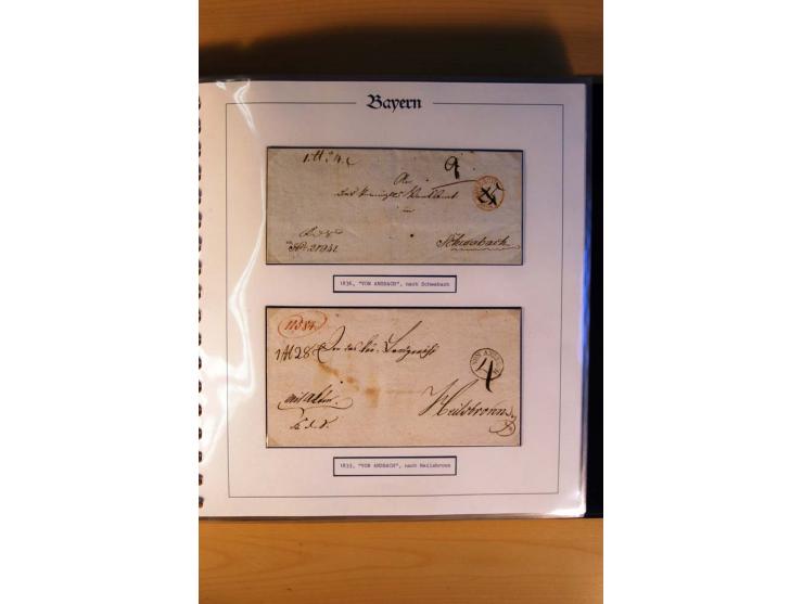 1569/1840 (ca.), fünfbändige postgeschichtliche Sammlung mit vielen seltenen Belegen, dabei gute 'adelige' Stempel wie z. B. 