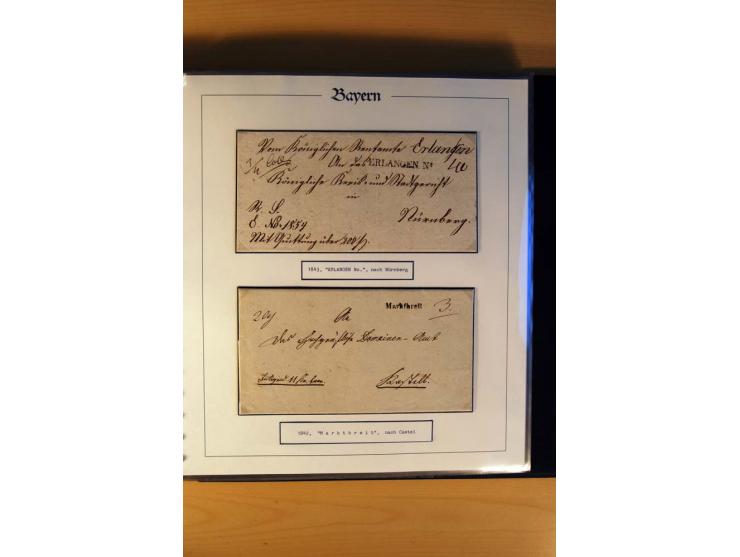 1569/1840 (ca.), fünfbändige postgeschichtliche Sammlung mit vielen seltenen Belegen, dabei gute 'adelige' Stempel wie z. B. 