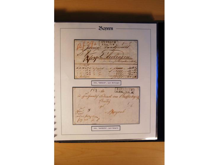 1569/1840 (ca.), fünfbändige postgeschichtliche Sammlung mit vielen seltenen Belegen, dabei gute 'adelige' Stempel wie z. B. 